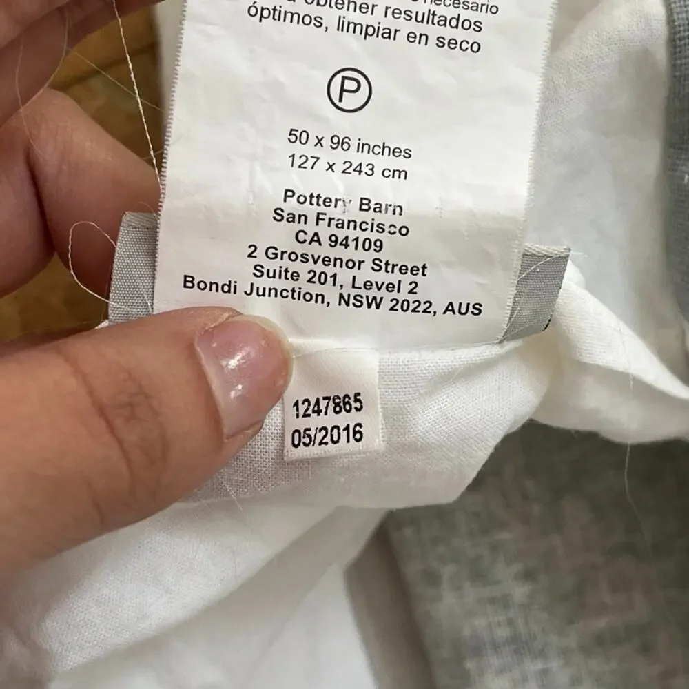 Pottery Barn Kendra Trellis Linen Blend Curtain Panel 50 x 96 in Gray/Blue